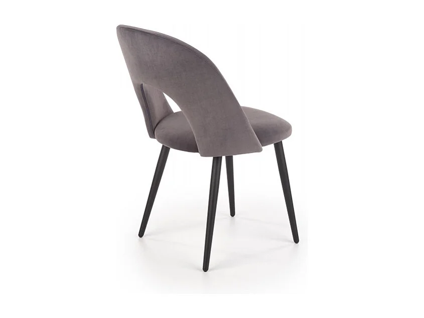 Silla moderna de terciopelo gris oscuro con patas de acero negro CLEAR