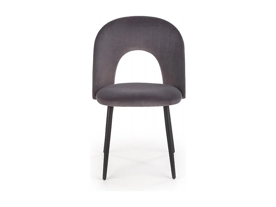 Silla moderna de terciopelo gris oscuro con patas de acero negro CLEAR