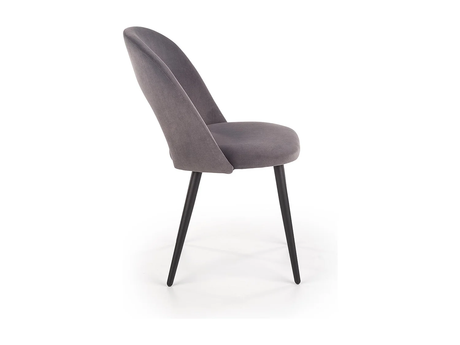 Silla moderna de terciopelo gris oscuro con patas de acero negro CLEAR