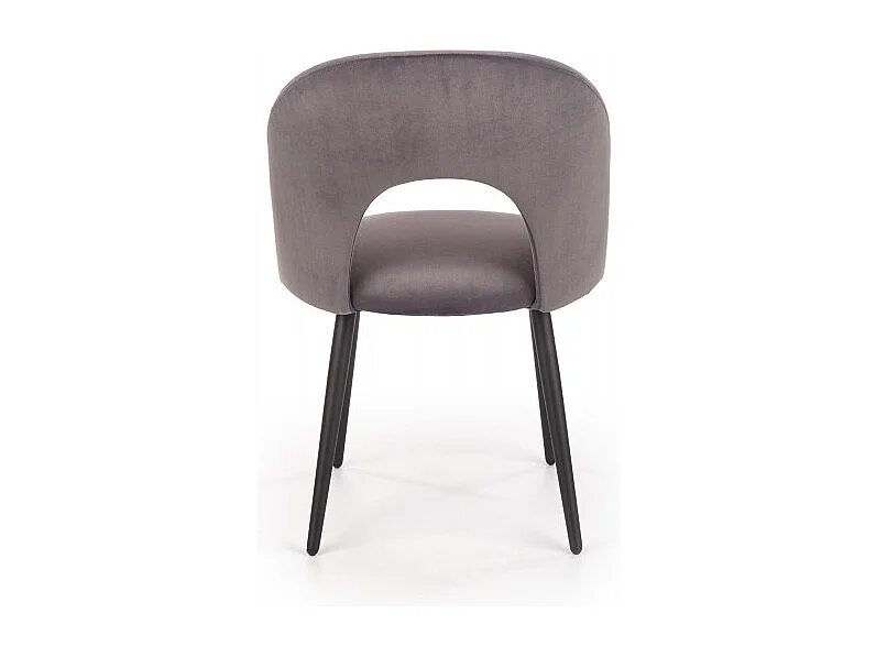 Silla moderna de terciopelo gris oscuro con patas de acero negro CLEAR