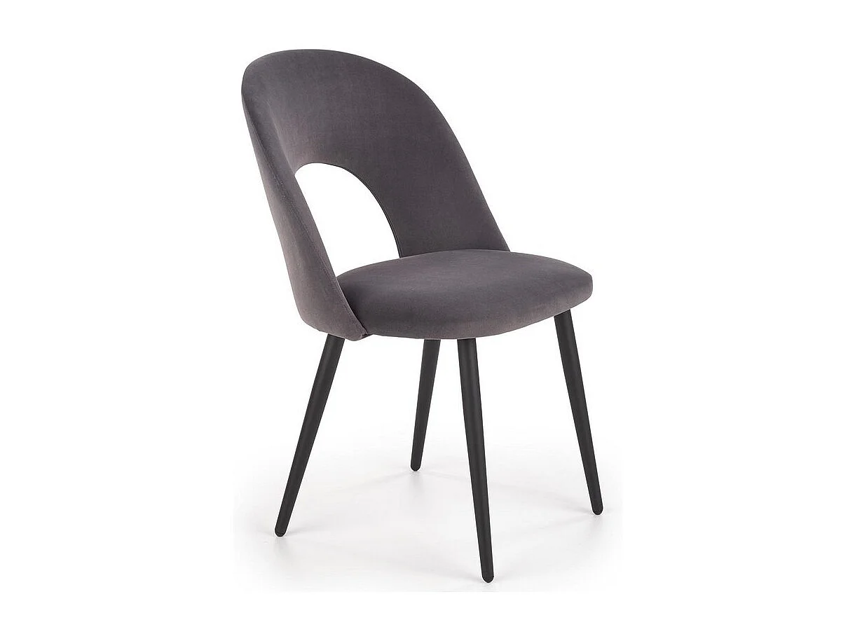 Chaise moderne en velours gris foncé avec pieds en acier noir CLEAR