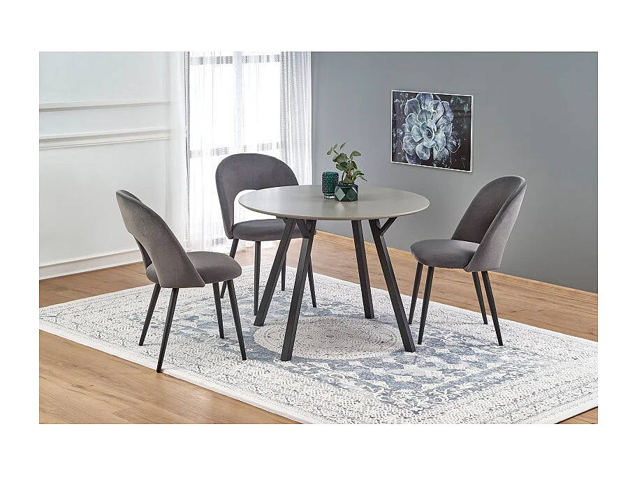 Chaise moderne en velours gris foncé avec pieds en acier noir CLEAR