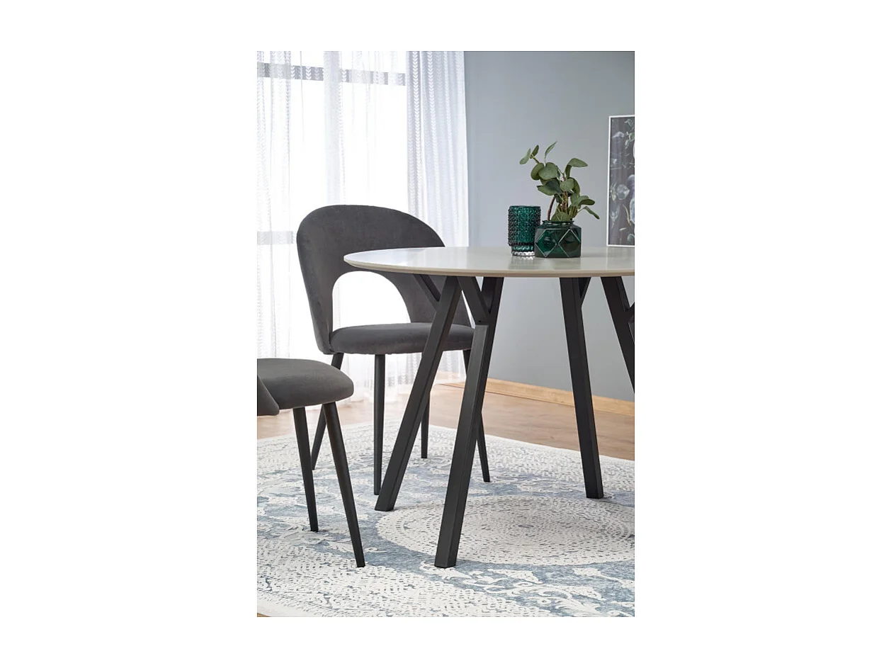 Chaise moderne en velours gris foncé avec pieds en acier noir CLEAR