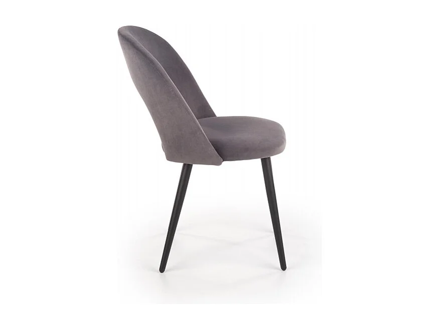 Chaise moderne en velours gris foncé avec pieds en acier noir CLEAR