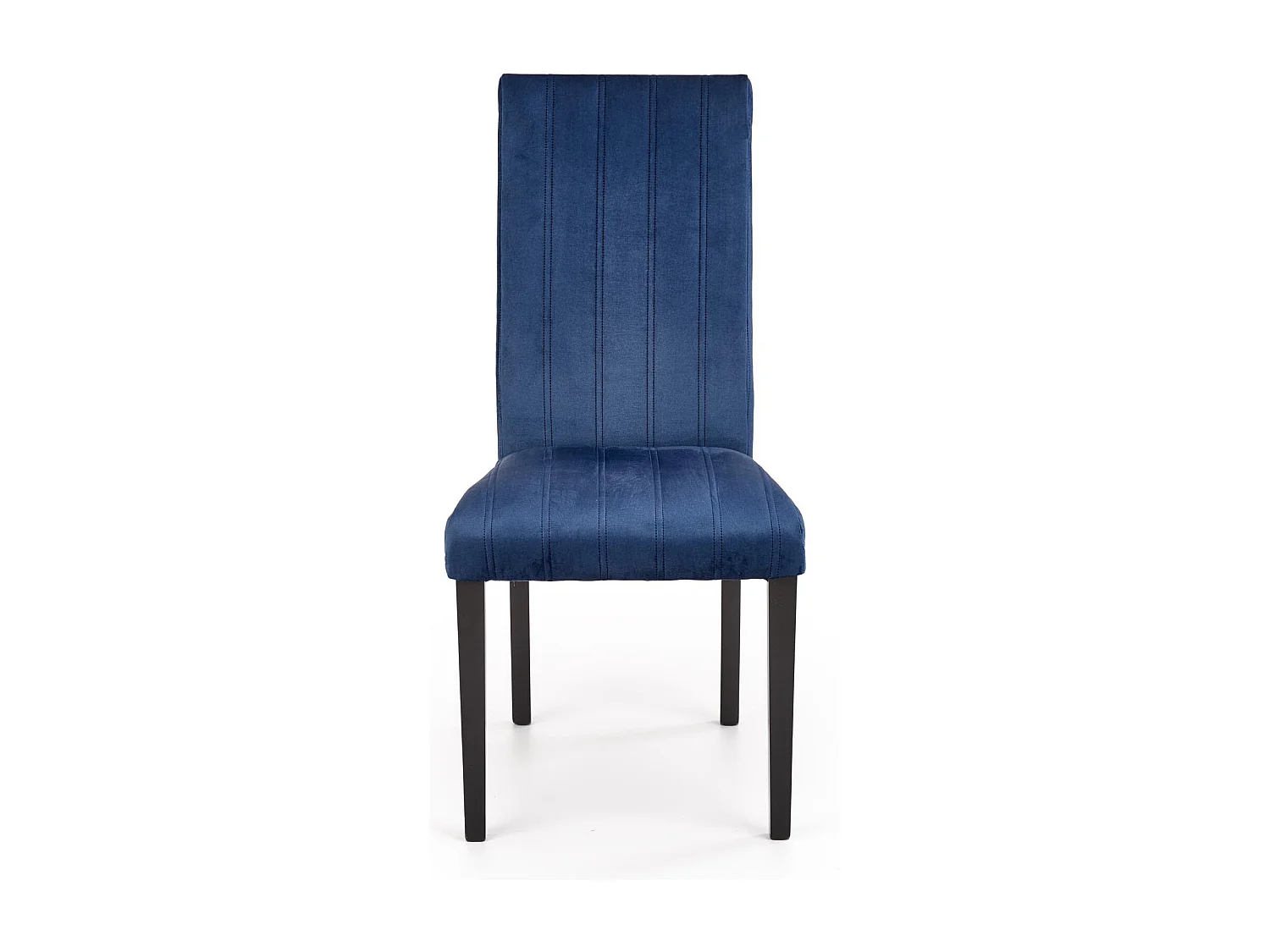 Sedia da pranzo in velluto blu con gambe in faggio massiccio verniciate di nero BEECH