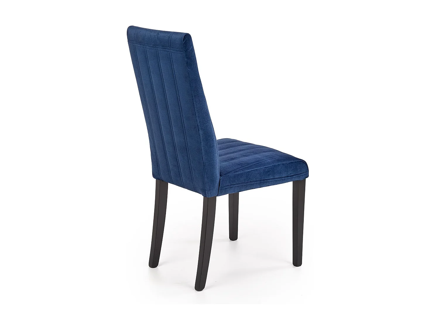 Sedia da pranzo in velluto blu con gambe in faggio massiccio verniciate di nero BEECH