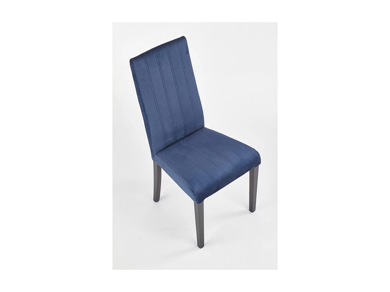 Sedia da pranzo in velluto blu con gambe in faggio massiccio verniciate di nero BEECH