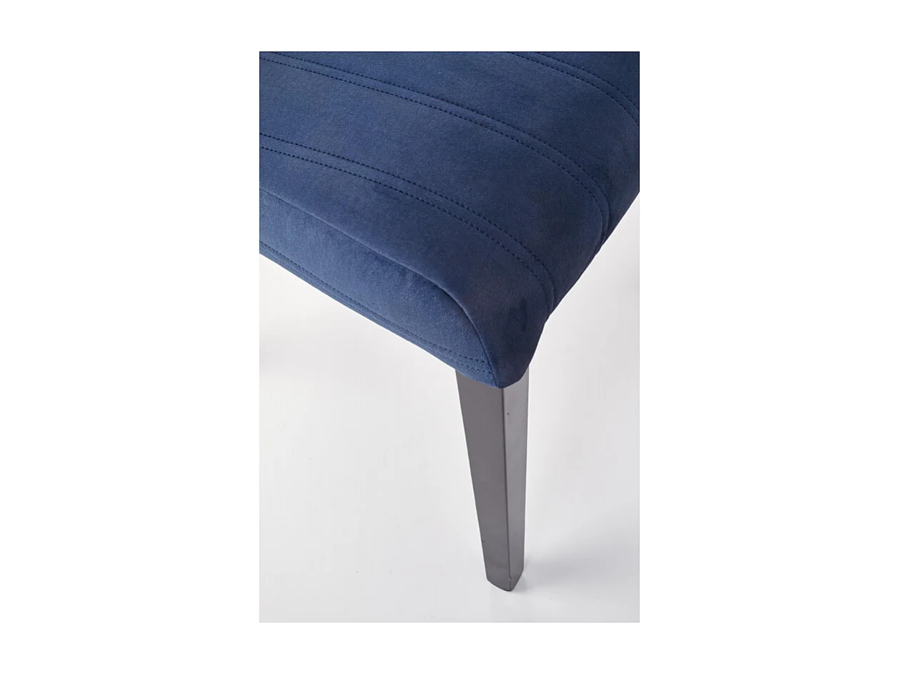 Silla de comedor de terciopelo azul con patas de madera maciza de haya pintada de negro HAYA