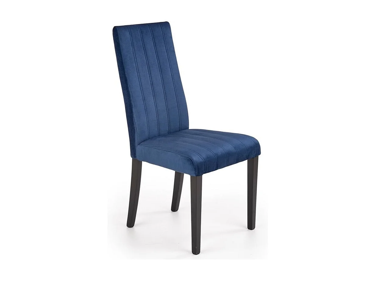 Chaise de salle à manger en velours bleu avec pieds en bois de hêtre massif peints en noir BEECH