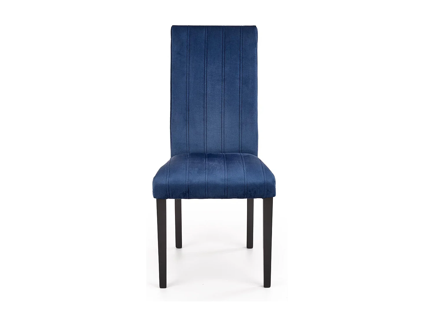 Chaise de salle à manger en velours bleu avec pieds en bois de hêtre massif peints en noir BEECH