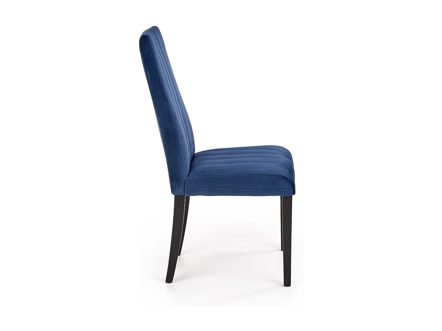 Chaise de salle à manger en velours bleu avec pieds en bois de hêtre massif peints en noir BEECH