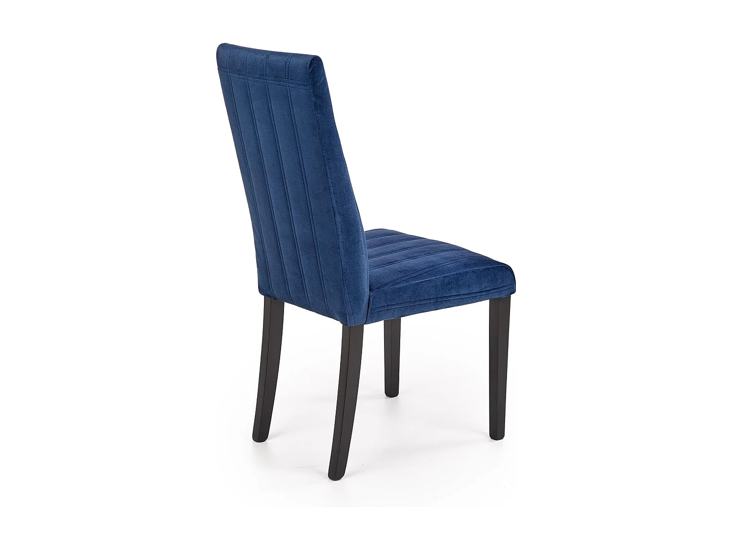 Chaise de salle à manger en velours bleu avec pieds en bois de hêtre massif peints en noir BEECH