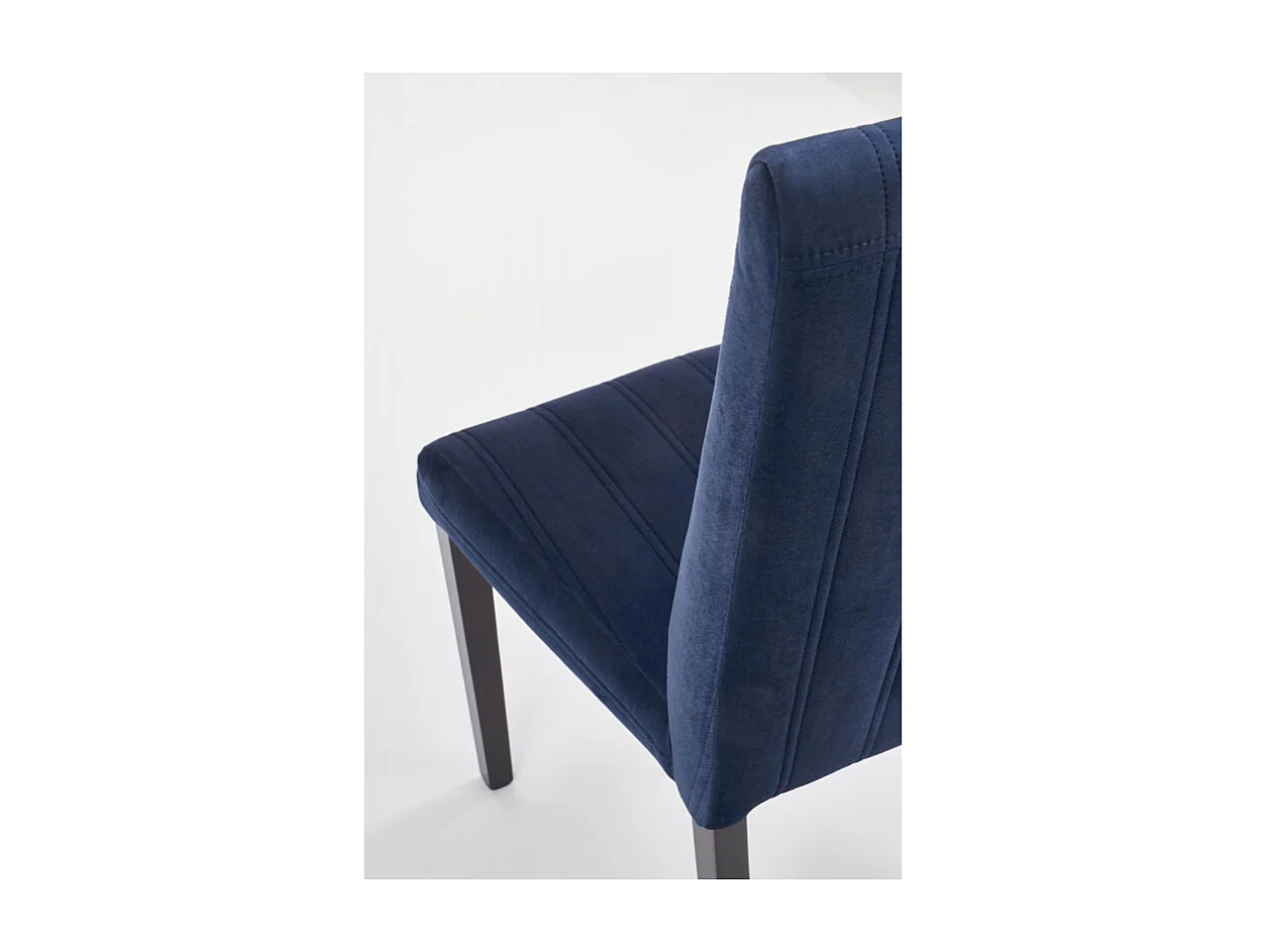 Chaise de salle à manger en velours bleu avec pieds en bois de hêtre massif peints en noir BEECH
