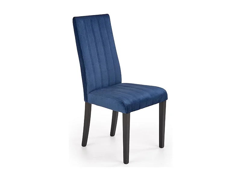 Chaise de salle à manger en velours bleu avec pieds en bois de hêtre massif peints en noir BEECH