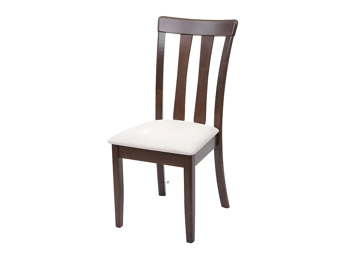 Lot de 6 chaises de salle à manger en bois massif marron foncé et assise en tissu crème CDS04664