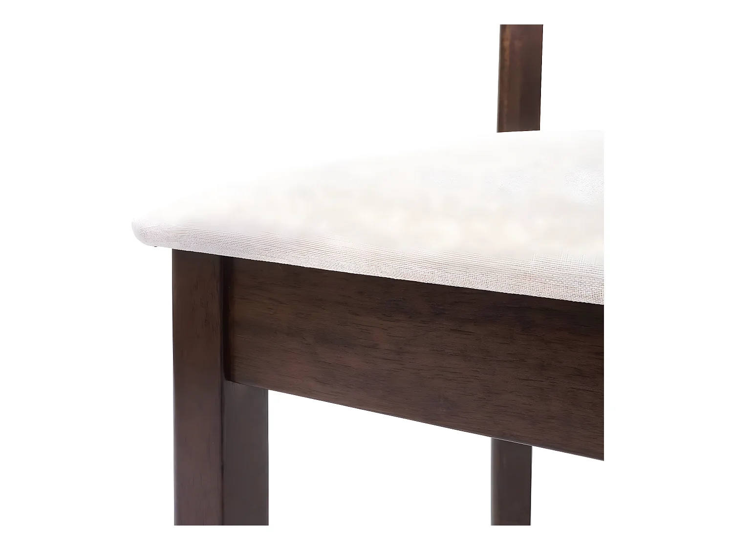 Lot de 6 chaises de salle à manger en bois massif marron foncé et assise en tissu crème CDS04664