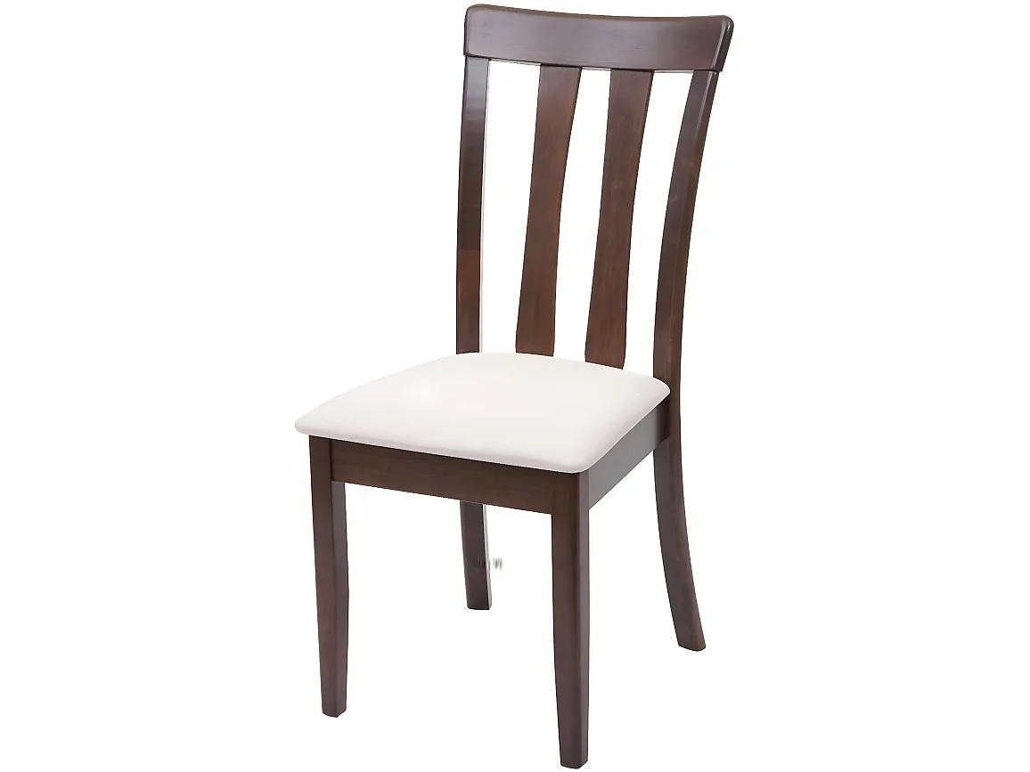 Lot de 6 chaises de salle à manger en bois massif marron foncé et assise en tissu crème CDS04664