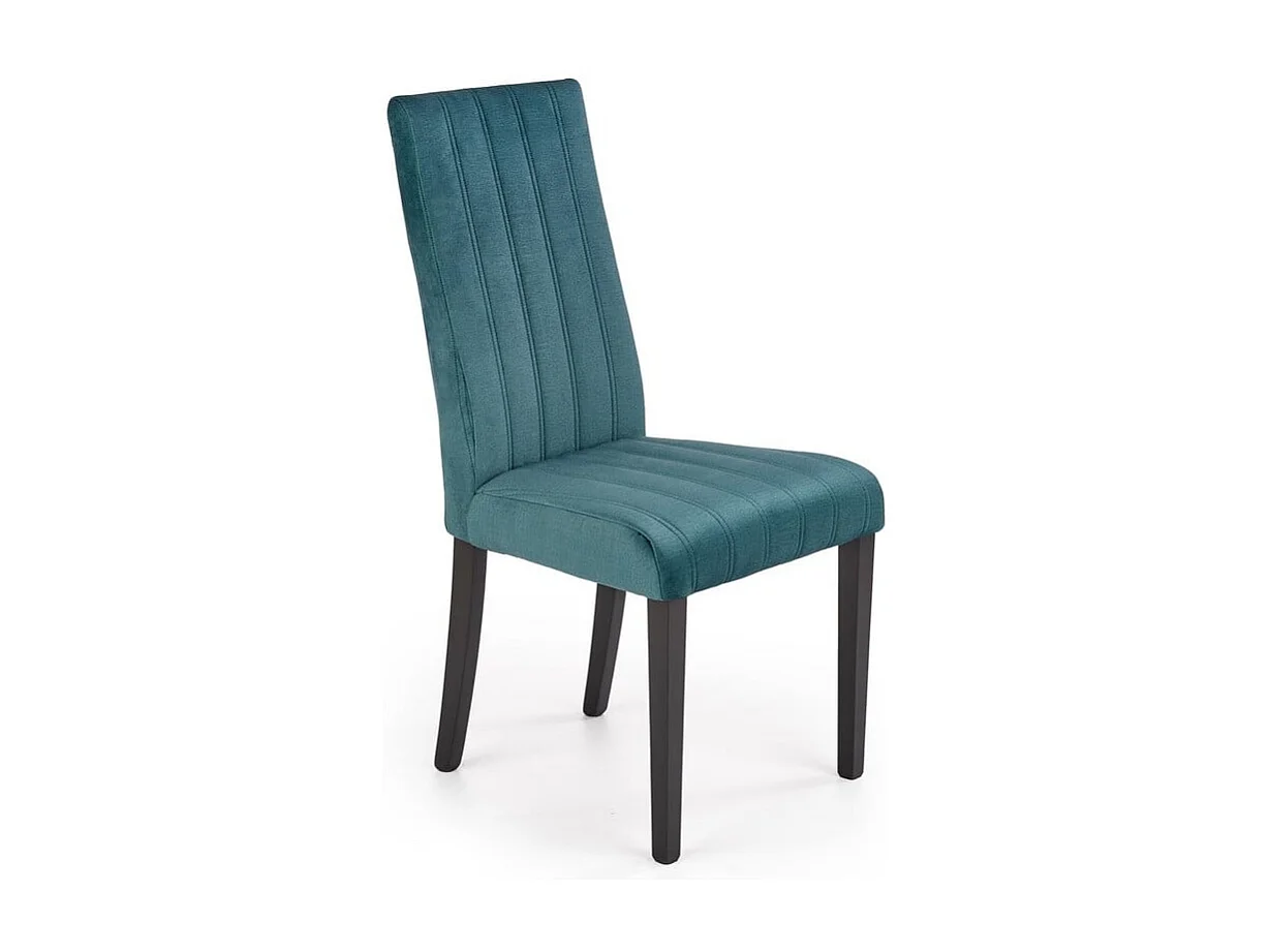 Silla de comedor de terciopelo verde oscuro con patas de madera maciza de haya pintada de negro HAYA