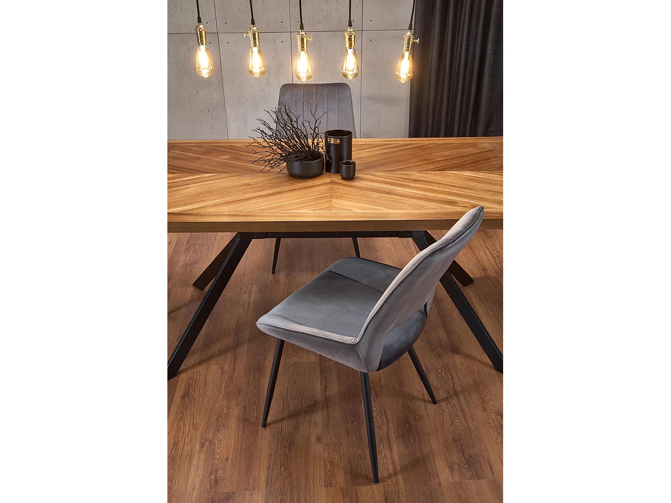 Sedia da pranzo contemporanea in velluto grigio scuro con gambe in metallo nero CLOUD