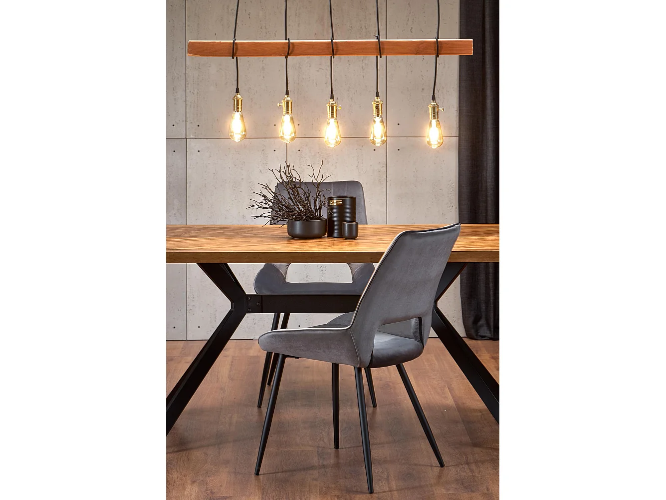 Sedia da pranzo contemporanea in velluto grigio scuro con gambe in metallo nero CLOUD