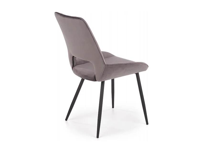 Sedia da pranzo contemporanea in velluto grigio scuro con gambe in metallo nero CLOUD