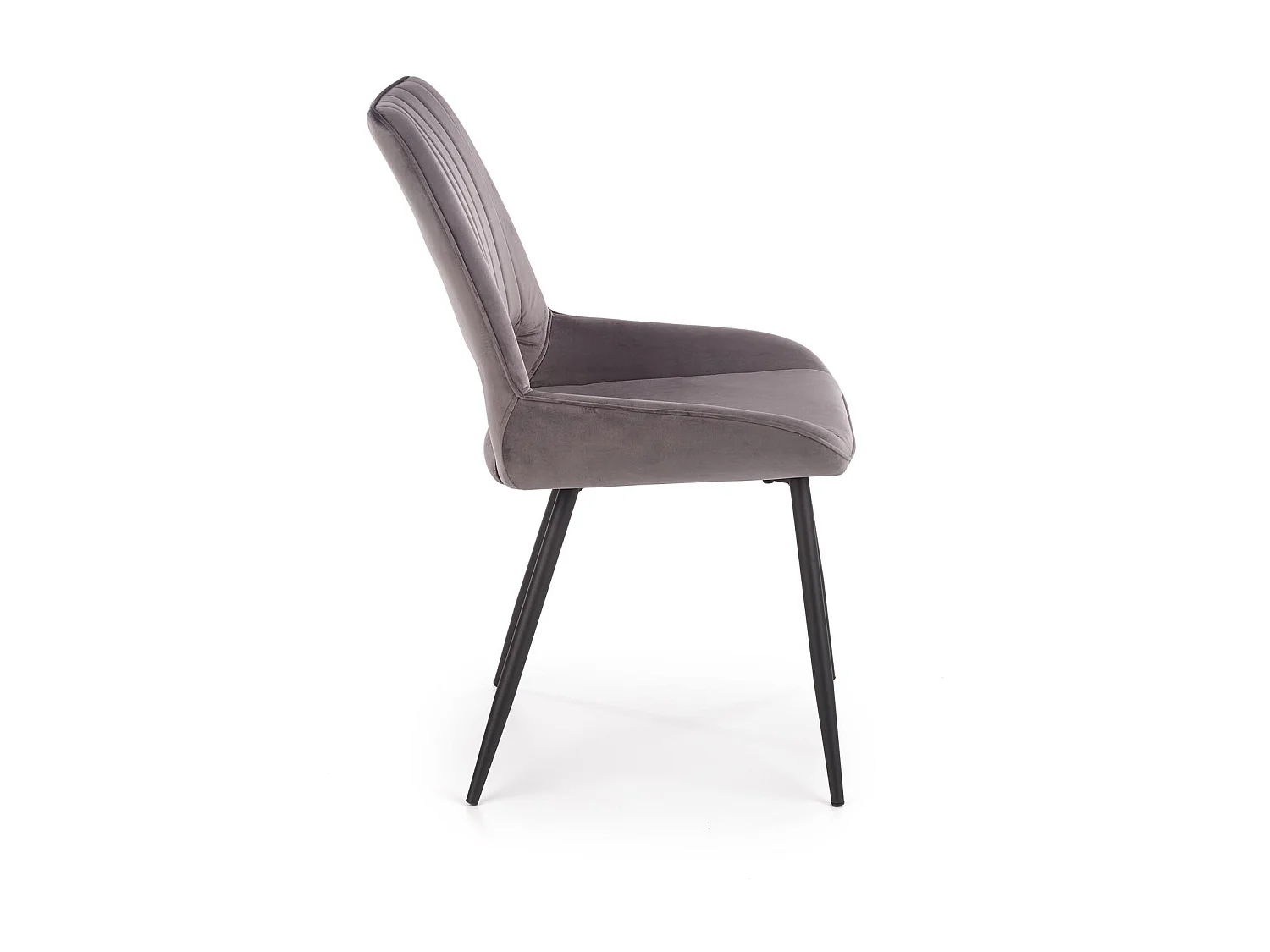 Chaise de salle à manger contemporaine en velours gris foncé avec pieds en métal noir CLOUD