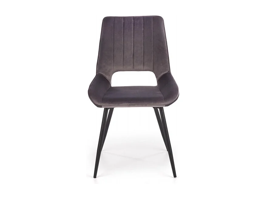 Chaise de salle à manger contemporaine en velours gris foncé avec pieds en métal noir CLOUD