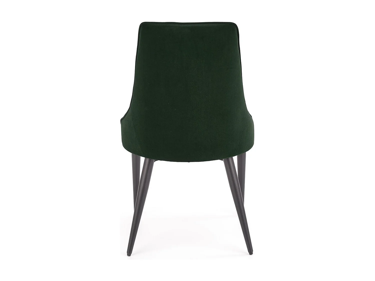 Silla de terciopelo verde oscuro con respaldo acolchado y patas de acero negro COSMOS
