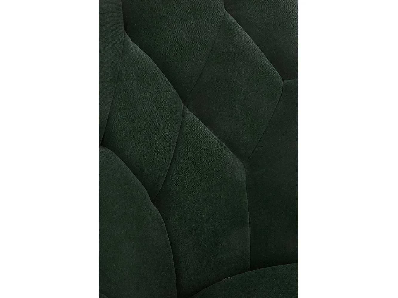 Silla de terciopelo verde oscuro con respaldo acolchado y patas de acero negro COSMOS