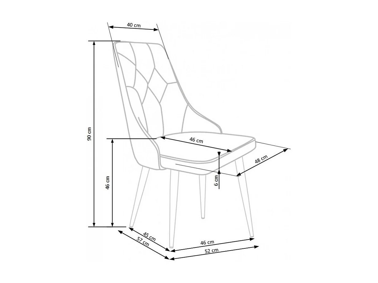 Silla de terciopelo verde oscuro con respaldo acolchado y patas de acero negro COSMOS