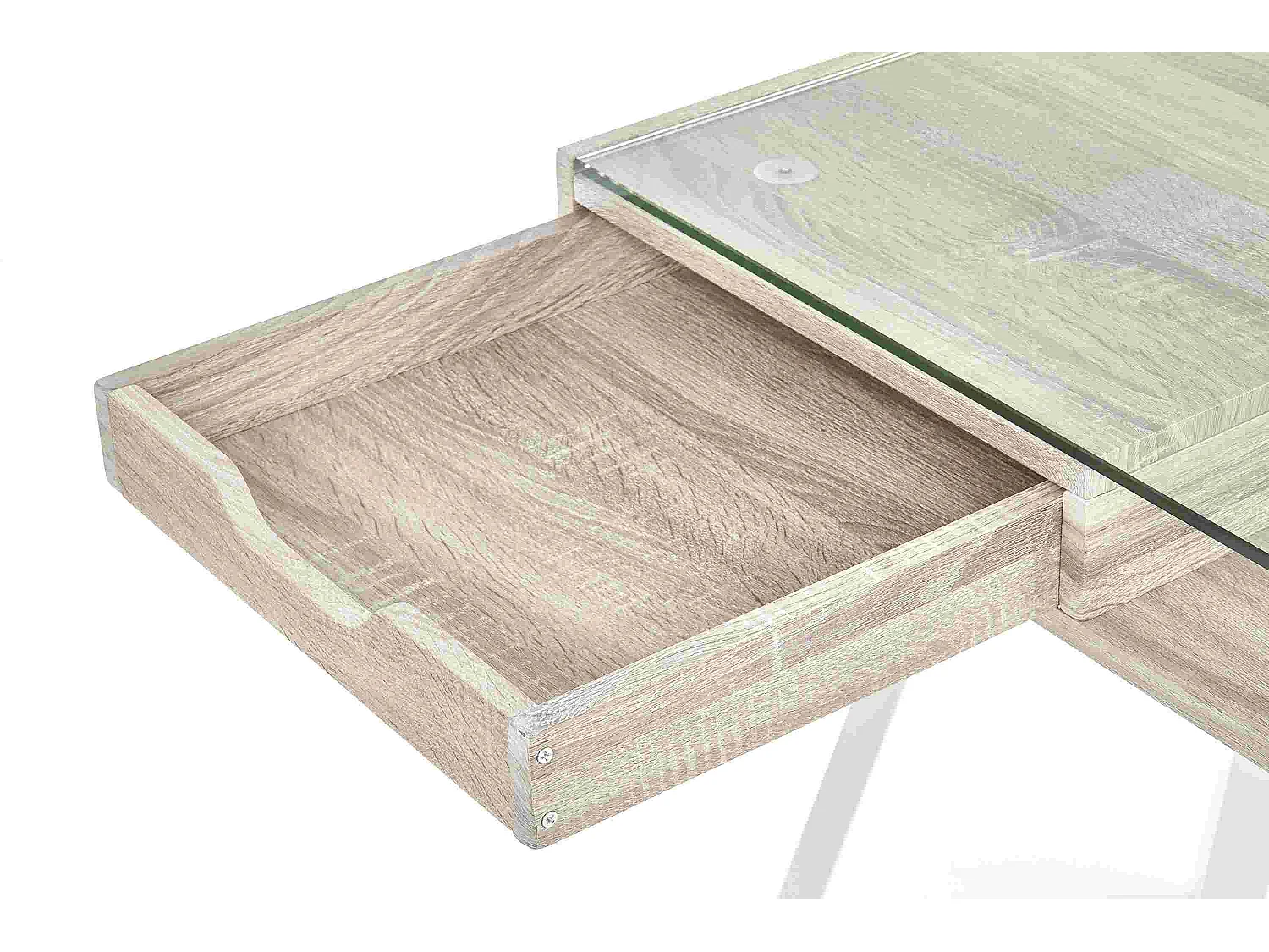 Bureau scandinave avec plateau verre Leo