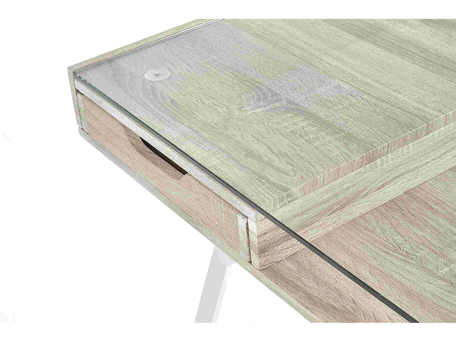 Bureau scandinave avec plateau verre Leo