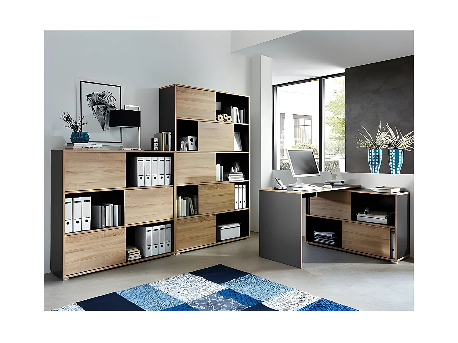 Bureau d'angle gris Leader