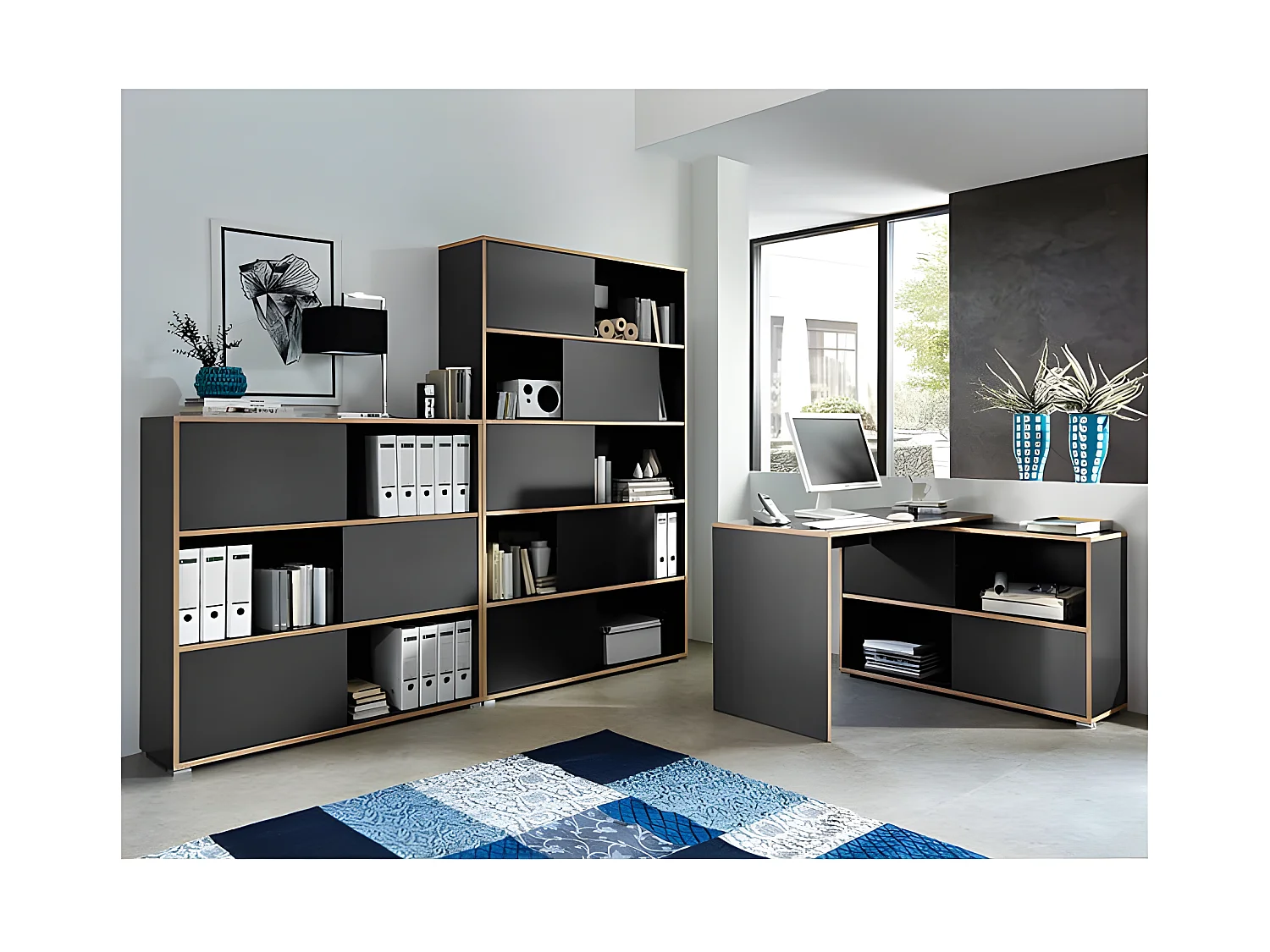Bureau d'angle gris Leader