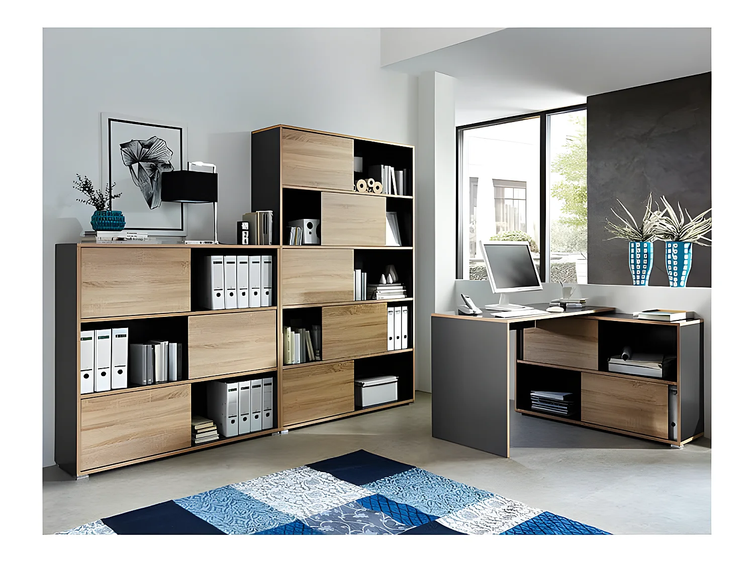 Bureau d'angle gris Leader