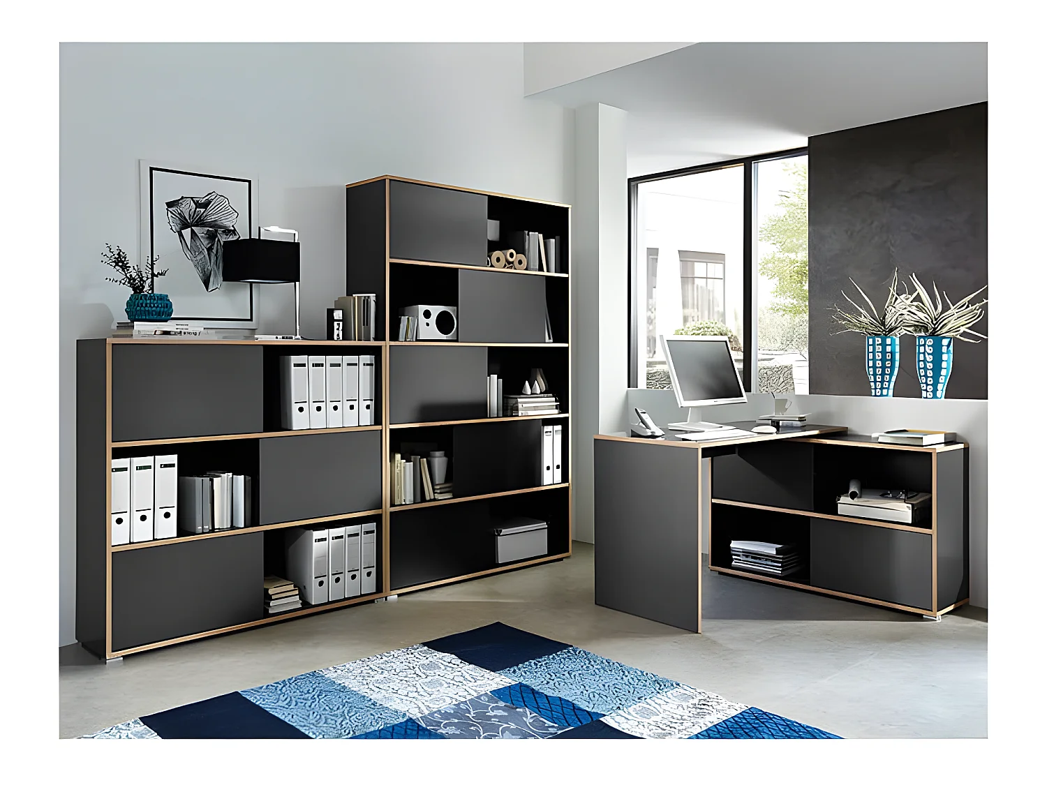 Bureau d'angle gris Leader