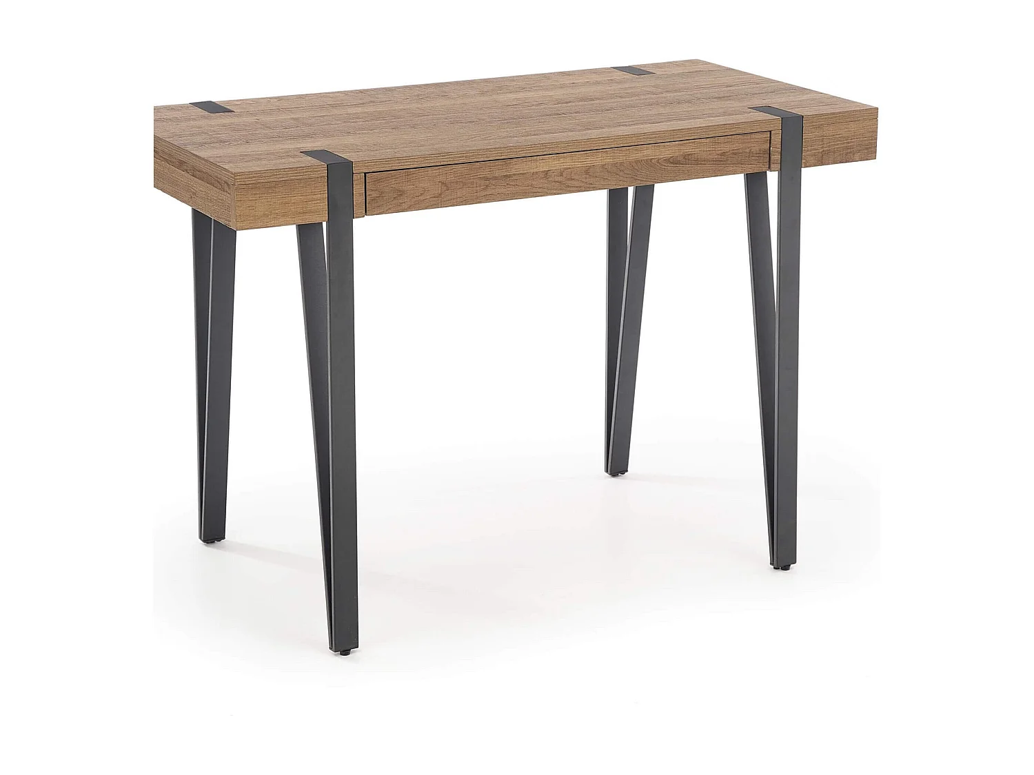 Escritorio de 110 x 55 cm con tablero de aspecto nogal y patas de pasador de acero FUN negro