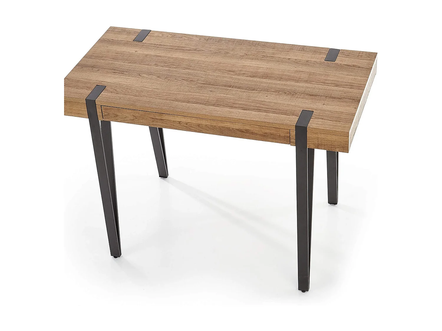 Escritorio de 110 x 55 cm con tablero de aspecto nogal y patas de pasador de acero FUN negro