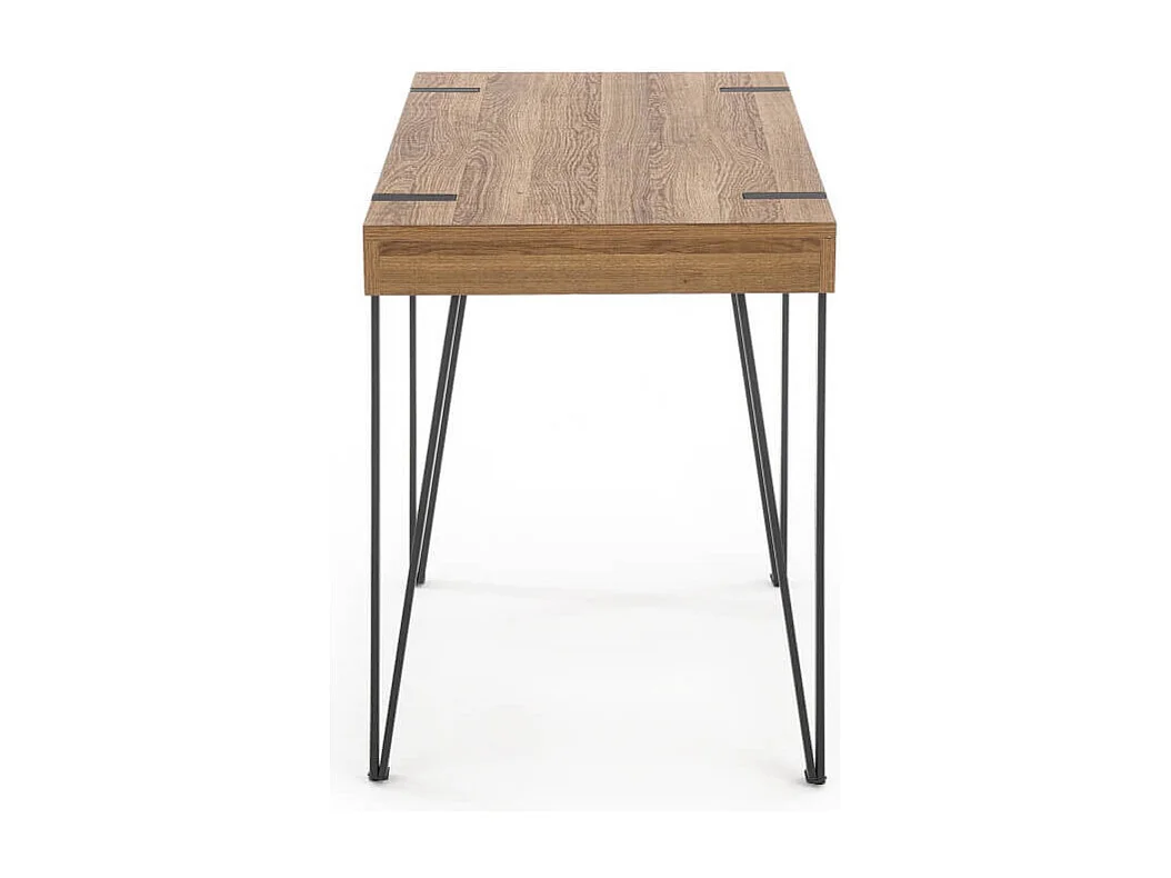 Escritorio de 110 x 55 cm con tablero de aspecto nogal y patas de pasador de acero FUN negro