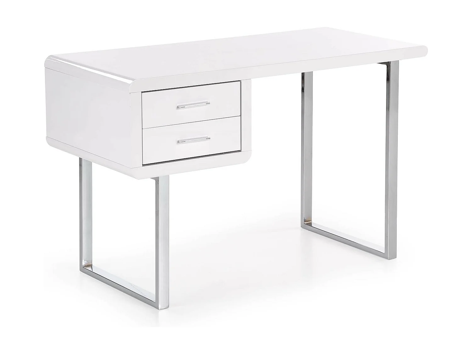 Escritorio de diseño Tobias blanco de doble cajón