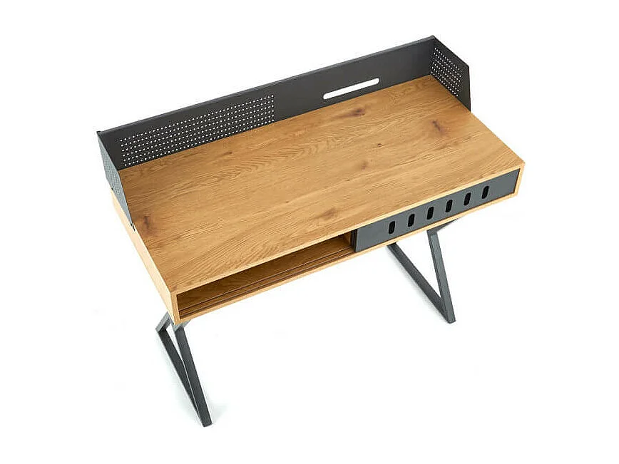 Scrivania in stile industriale 110 x 50 cm in rovere dorato e metallo nero WORKER