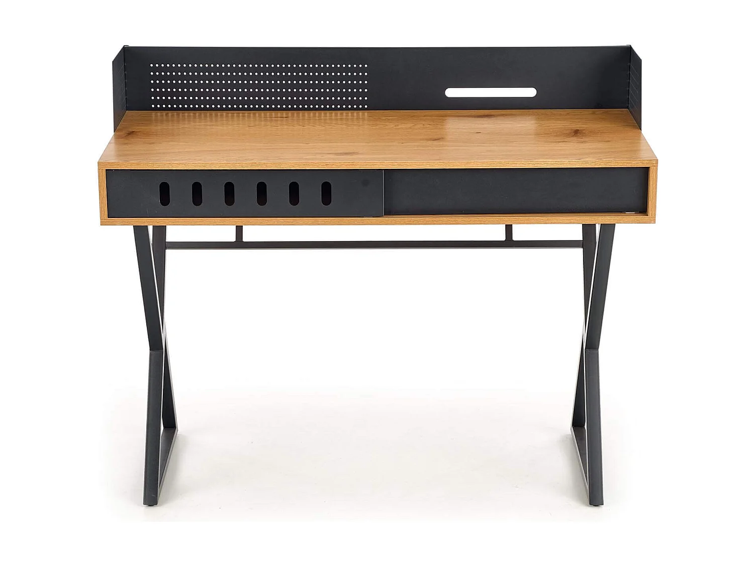 Scrivania in stile industriale 110 x 50 cm in rovere dorato e metallo nero WORKER