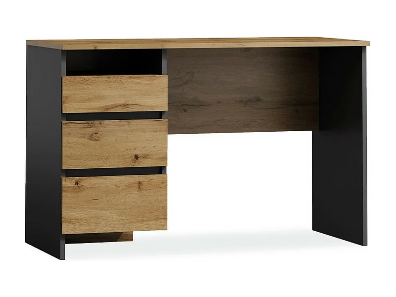 Bureau 120cm chêne et anthracite 3 tiroirs Study