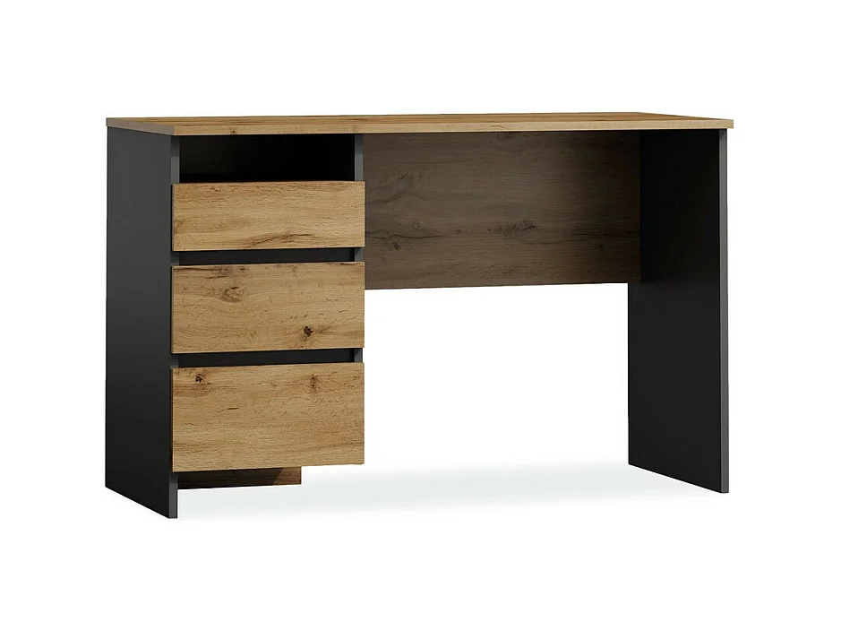 Bureau 120cm chêne et anthracite 3 tiroirs Study