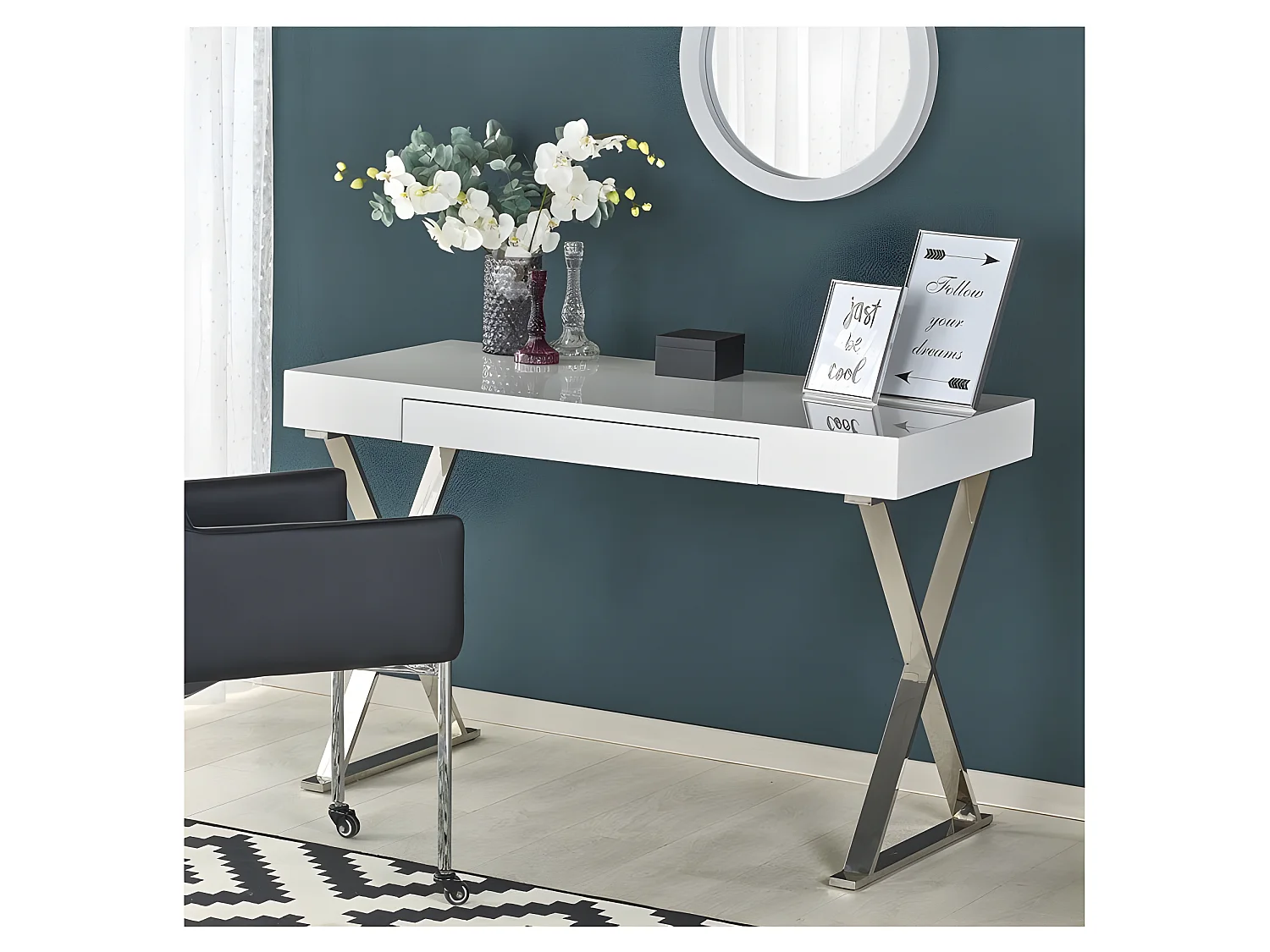 Bureau rectangulaire design blanc Eden