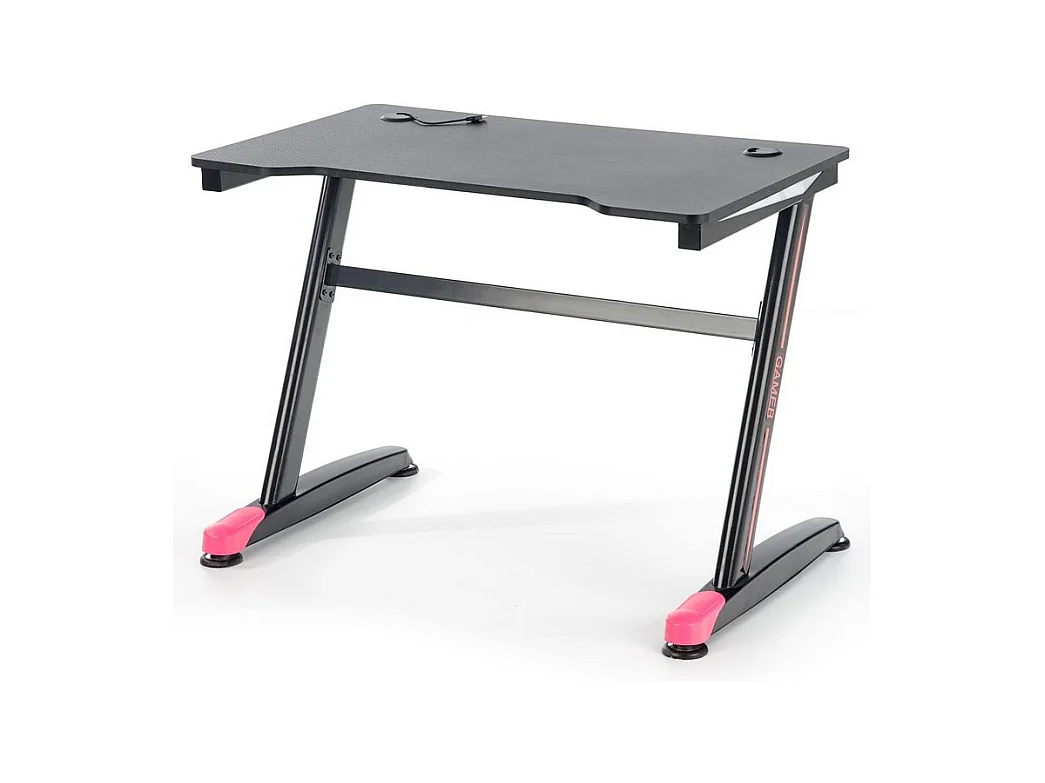 Bureau gamer noir et rouge avec pieds en acier NERD