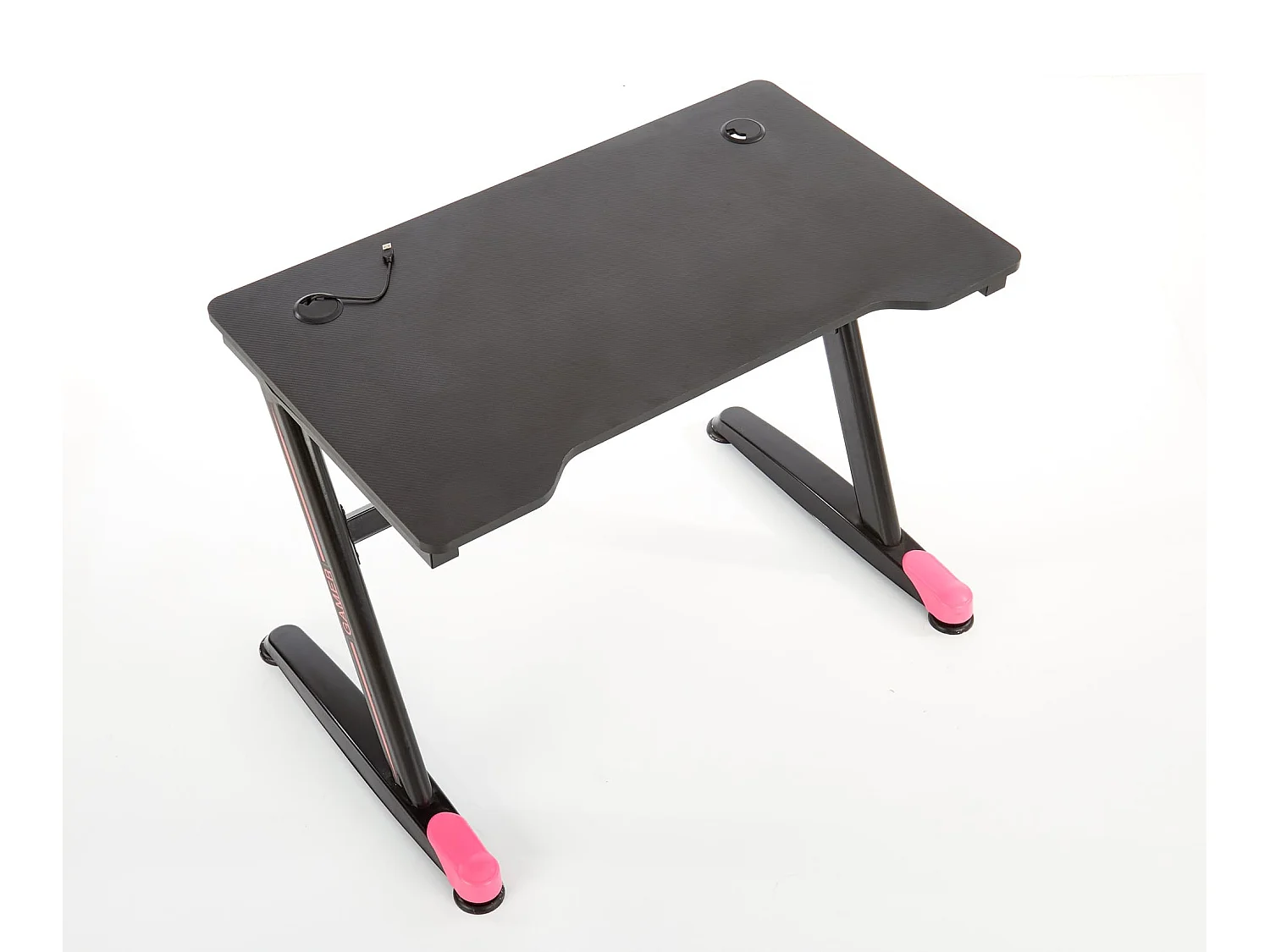 Escritorio gamer negro y rojo con patas de acero NERD