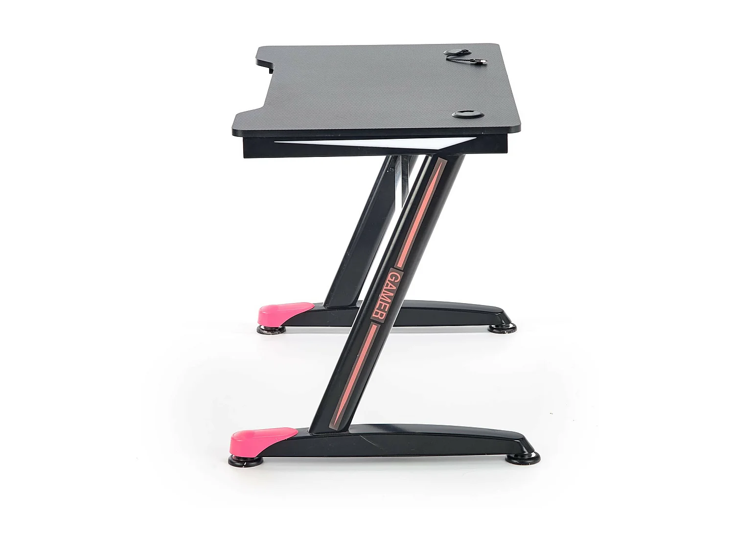 Escritorio gamer negro y rojo con patas de acero NERD