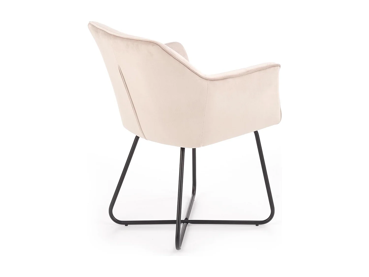 Sedia contemporanea in velluto beige con base design PLATINUM in acciaio nero