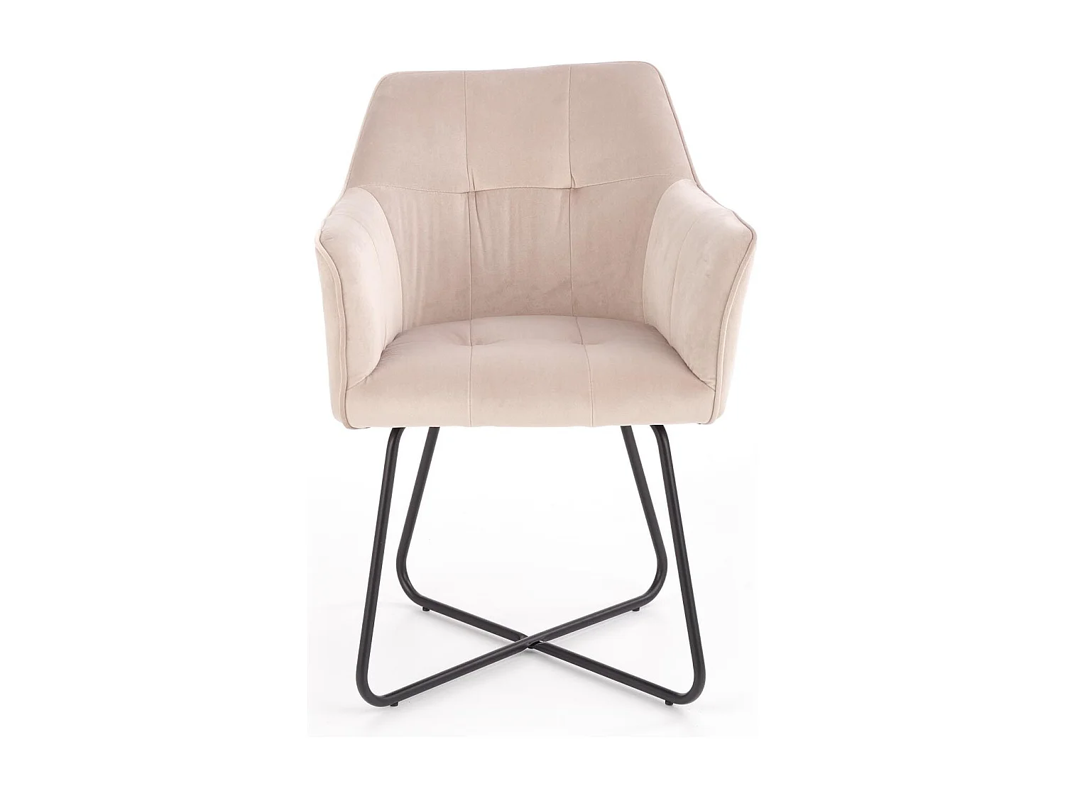 Sedia contemporanea in velluto beige con base design PLATINUM in acciaio nero